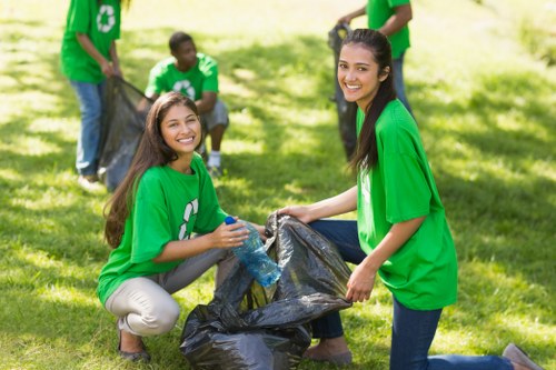 Camden Town bustling area with waste management activities