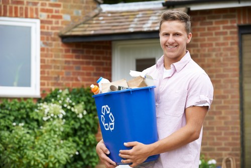 Community members participating in waste disposal